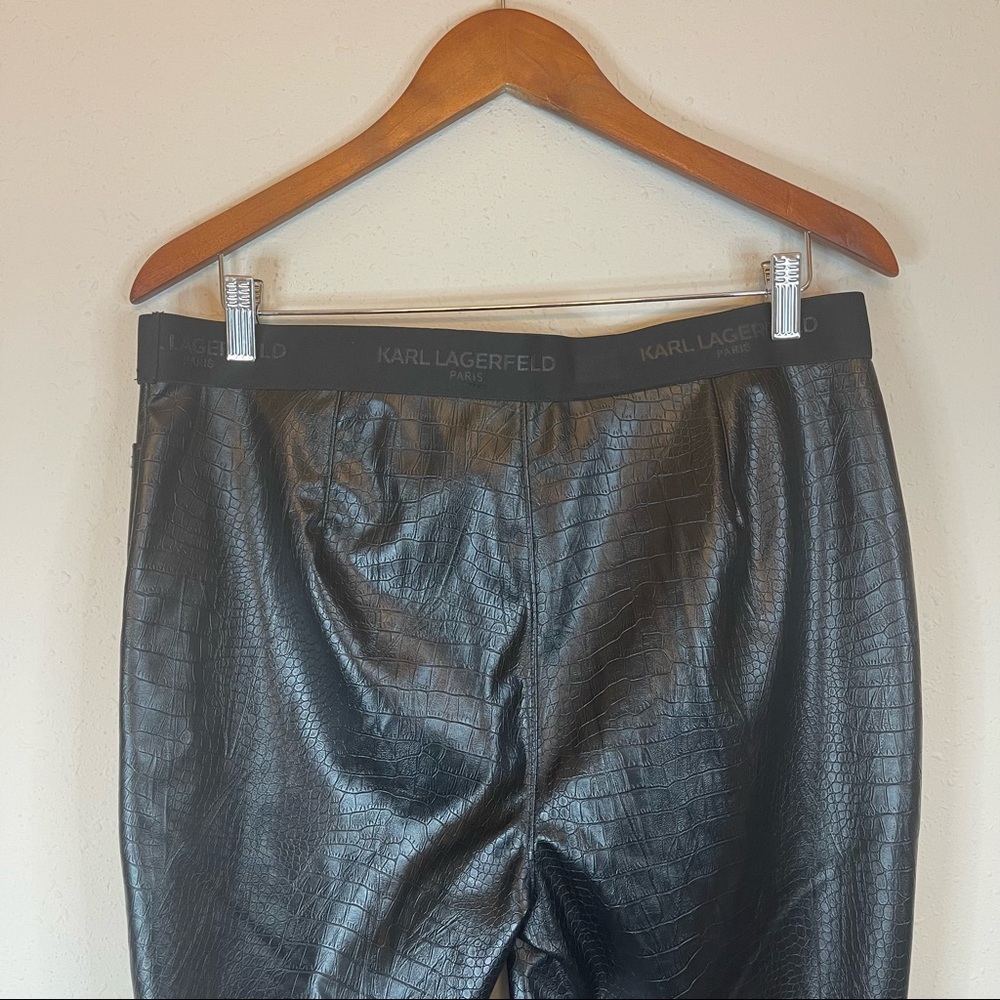 Karl Lagerfeld Paris Croc Vegan Leather Black Women’s Pants Size Large NWT - Picture 11 of 16